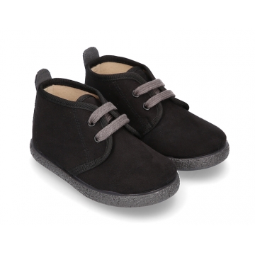Autumn winter canvas little ankle boots in BLACK color.