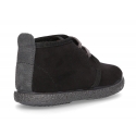 Autumn winter canvas little ankle boots in BLACK color.