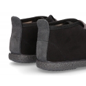 Autumn winter canvas little ankle boots in BLACK color.