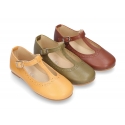 Little T-Strap Mary Jane shoes in nappa leather and seasonal colors.