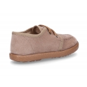 Autumn winter canvas moccasin shoes wallabee style.