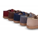 Autumn winter canvas moccasin shoes wallabee style.