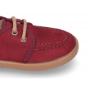 Autumn winter canvas moccasin shoes wallabee style.