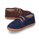 Autumn winter canvas moccasin shoes wallabee style.