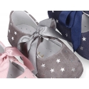 Classic little Mary Janes angel style in suede leather with STARS print design for baby.