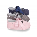 Classic little Mary Janes angel style in suede leather with STARS print design for baby.