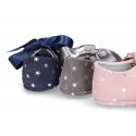 Classic little Mary Janes angel style in suede leather with STARS print design for baby.