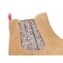 Kids suede leather ankle boots with elastic band with MELANGE GLITTER design.