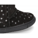 Suede leather boot shoes with STARS design and fake hair lining.