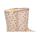 Suede leather boot shoes with STARS design and fake hair lining.