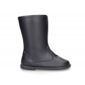 WASHABLE LEATHER boots in dark blue color with zipper.