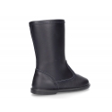 WASHABLE LEATHER boots in dark blue color with zipper.