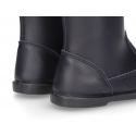 WASHABLE LEATHER boots in dark blue color with zipper.