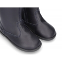 WASHABLE LEATHER boots in dark blue color with zipper.