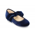 New Velvet canvas Mary Jane shoes with ties closure with big bow.