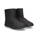 Autumn winter waxed canvas anklle boots in BLACK color with zippoer.