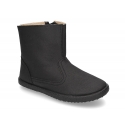 Autumn winter waxed canvas anklle boots in BLACK color with zippoer.