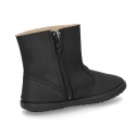 Autumn winter waxed canvas anklle boots in BLACK color with zippoer.