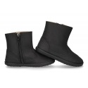 Autumn winter waxed canvas anklle boots in BLACK color with zippoer.