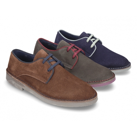 New classic suede leather Blucher style shoes for gentleman.