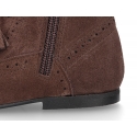 Classic suede leather in dark colors Pascuala styel ankle boots with tassels.