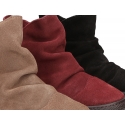 Suede leather girl boot shoes to dress with zipper closure.