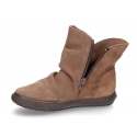 Suede leather girl boot shoes to dress with zipper closure.