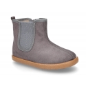 Autumn winter canvas little ankle boots with elastic band and zipper closure.