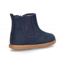 Autumn winter canvas little ankle boots with elastic band and zipper closure.