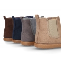 Autumn winter canvas little ankle boots with elastic band and zipper closure.