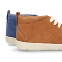 New casual tennis style shoes ankle boots style in suede leather.