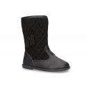 Washable leather boots combined with padded suede leather with tassels design.