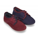 Oxford style shoes with thinner shape in suede leather.