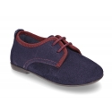 Oxford style shoes with thinner shape in suede leather.