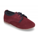 Oxford style shoes with thinner shape in suede leather.