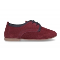 Oxford style shoes with thinner shape in suede leather.