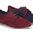 Oxford style shoes with thinner shape in suede leather.