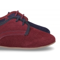 Oxford style shoes with thinner shape in suede leather.