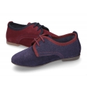 Oxford style shoes with thinner shape in suede leather.