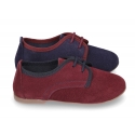 Oxford style shoes with thinner shape in suede leather.