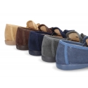 Autumn-winter canvas kids Moccasin shoes with TASSELS design.