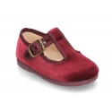 Little VELVET canvas T-strap shoes for little kids.