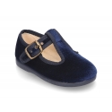 Little VELVET canvas T-strap shoes for little kids.