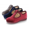 Little VELVET canvas T-strap shoes for little kids.