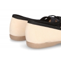 Autumn-winter canvas FASHION ballet flats with crossed bands.