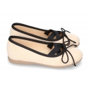 Autumn-winter canvas FASHION ballet flats with crossed bands.