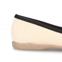 Autumn-winter canvas FASHION ballet flats with crossed bands.