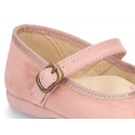 Autumn-winter canvas Mary Jane shoes with bow with crossed ribbons.