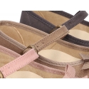 Autumn-winter canvas Mary Jane shoes with bow with crossed ribbons.