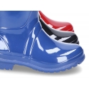 Classic SHINY rain boots with buckle design for kids.